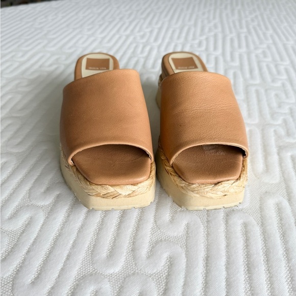 🤎 Dolce Vita Chavi Tan Mules Slide Sandals with Rubber Wedge Sole - Picture 7 of 14